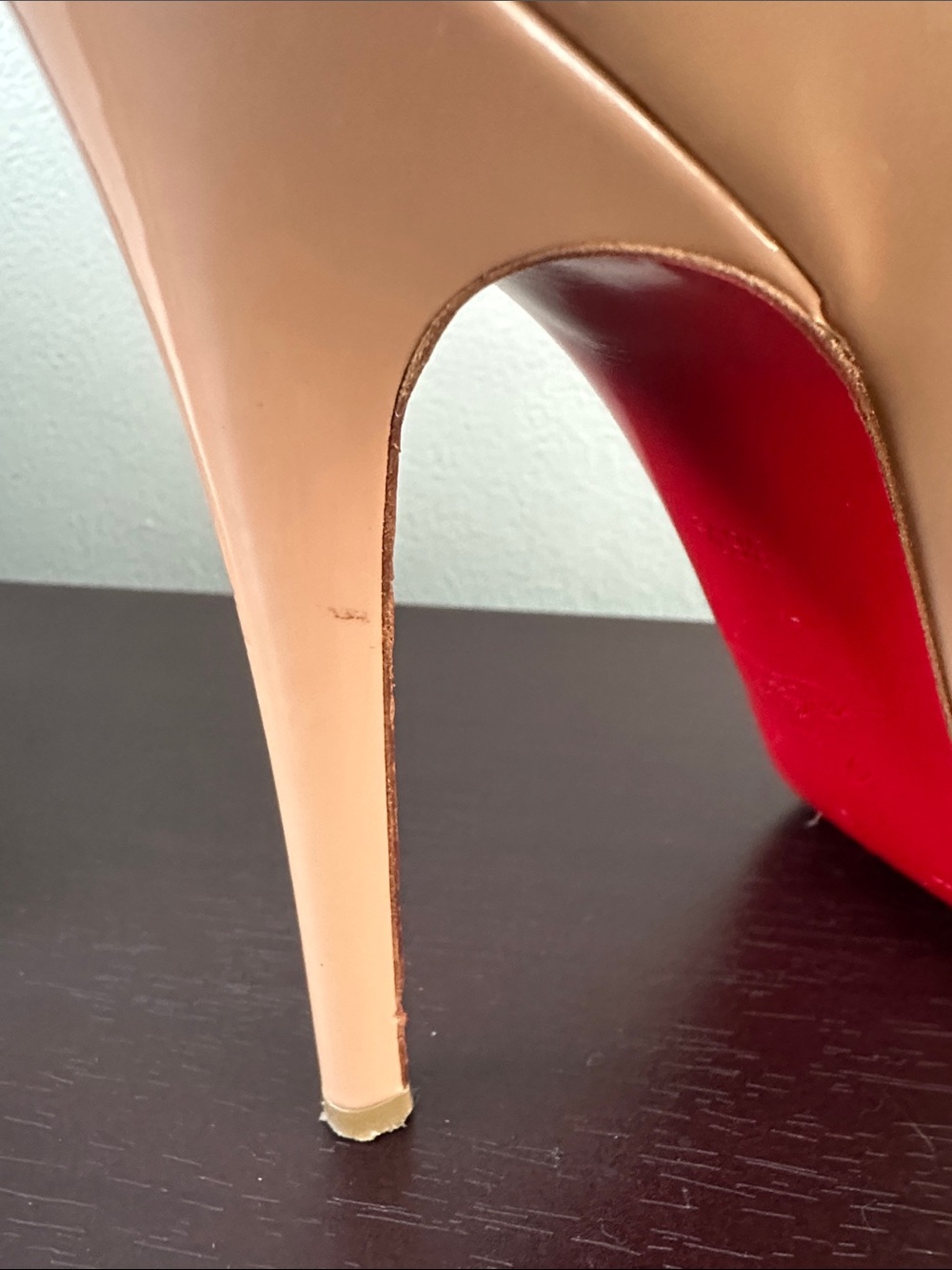 Christian Louboutin Nude Patent Platform Pumps with Red Soles - Picture 6 of 13